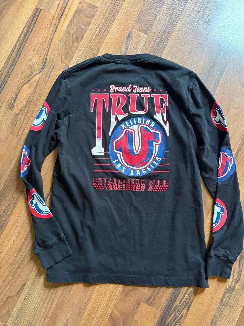 True Religion Brand Jeans Long Sleeve Graphic T-Shirt Black Size Small